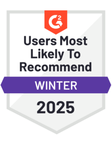 Users Most Likely to Recommend G2 Badge Winter 2025