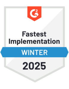 Fastest Implementation G2 badge 2025